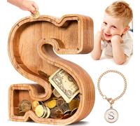 SummiDate Tirelire Lettre en Bois | Personnalisable Tirelire incassable pour garçons et Enfants | Alphabet A-Z| Cadeau d'anniversaire de Banque de pièces pour Les Filles