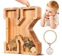 SummiDate Tirelire Lettre en Bois | Personnalisable Tirelire incassable pour garçons et Enfants | Alphabet A-Z| Cadeau d'anniversaire de Banque de pièces pour Les Filles