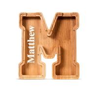 SummiDate Tirelire Lettre en Bois | Personnalisable Tirelire incassable pour garçons et Enfants | Alphabet A-Z| Cadeau d'anniversaire de Banque de pièces pour Les Filles