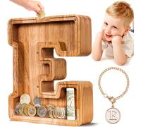 SummiDate Tirelire Lettre en Bois | Personnalisable Tirelire incassable pour garçons et Enfants | Alphabet A-Z| Cadeau d'anniversaire de Banque de pièces pour Les Filles