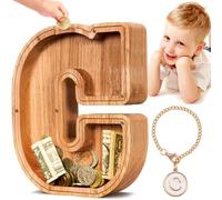 SummiDate Tirelire Lettre en Bois | Personnalisable Tirelire incassable pour garçons et Enfants | Alphabet A-Z| Cadeau d'anniversaire de Banque de pièces pour Les Filles