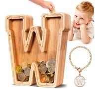 SummiDate Tirelire Lettre en Bois | Personnalisable Tirelire incassable pour garçons et Enfants | Alphabet A-Z| Cadeau d'anniversaire de Banque de pièces pour Les Filles