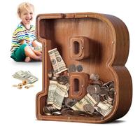 SummiDate Tirelire Lettre en Bois | Tirelire incassable pour garçons et Enfants | Alphabet A-Z| Cadeau d'anniversaire de Banque de pièces pour Les Filles