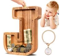 SummiDate Tirelire Lettre en Bois | Tirelire incassable pour garçons et Enfants | Alphabet A-Z| Cadeau d'anniversaire de Banque de pièces pour Les Filles