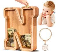SummiDate Tirelire Lettre en Bois | Tirelire incassable pour garçons et Enfants | Alphabet A-Z| Cadeau d'anniversaire de Banque de pièces pour Les Filles