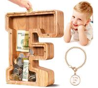 SummiDate Tirelire Lettre en Bois | Tirelire incassable pour garçons et Enfants | Alphabet A-Z| Cadeau d'anniversaire de Banque de pièces pour Les Filles