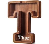 SummiDate Tirelire Lettre en Bois | Tirelire incassable pour garçons et Enfants | Alphabet A-Z| Cadeau d'anniversaire de Banque de pièces pour Les Filles