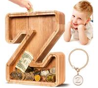 SummiDate Tirelire Lettre en Bois | Tirelire incassable pour garçons et Enfants | Alphabet A-Z| Cadeau d'anniversaire de Banque de pièces pour Les Filles