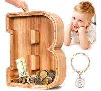 SummiDate Tirelire Lettre en Bois | Tirelire incassable pour garçons et Enfants | Alphabet A-Z| Cadeau d'anniversaire de Banque de pièces pour Les Filles