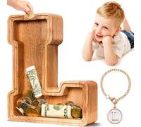SummiDate Tirelire Lettre en Bois | Tirelire incassable pour garçons et Enfants | Alphabet A-Z| Cadeau d'anniversaire de Banque de pièces pour Les Filles