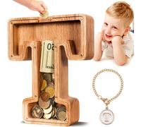 SummiDate Tirelire Lettre en Bois | Tirelire incassable pour garçons et Enfants | Alphabet A-Z| Cadeau d'anniversaire de Banque de pièces pour Les Filles