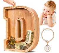 SummiDate Tirelire Lettre en Bois | Tirelire incassable pour garçons et Enfants | Alphabet A-Z| Cadeau d'anniversaire de Banque de pièces pour Les Filles