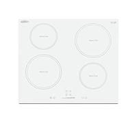 Summit Appliance SINC4B242W Table de cuisson à induction large à 4 zones, 61 cm, blanc ; puissance de cuisson de 7000 W, fonction minuterie, découpe de sécurité, verrouillage enfant, indicateur de
