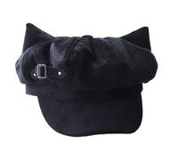 SUMMITDRAGON Bérets tendance britanniques élégants avec boucle pour chaton et oreilles de chaton pour promenade, club, cabbie noir pour femme, Noir , Taille unique