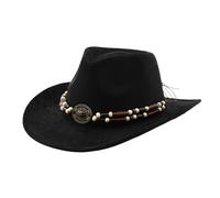 SUMMITDRAGON Chapeau ethnique populaire pour bal masqué, gentleman jazzy chapeau avec ceinture perlée adulte concert pop danse couvre-chef festival de musique