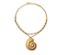 SUMMITDRAGON Collier avec pendentif conque punk pour femme et fille - Style gothique - Deux couches - Chaîne de clavicule grossière - Accessoires Y2k - Bijoux fantaisie