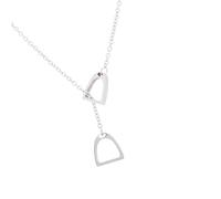 SUMMITDRAGON Collier avec pendentif en forme de fer à cheval avec pendentif en forme de fer à cheval - Pour femme - Double design, 1, Acier inoxydable, Pas de gemme