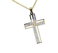 SUMMITDRAGON Collier ras du cou unisexe en acier inoxydable avec crucifix catholique et cristal, taille unique, Comme décrit, Comme décrit.
