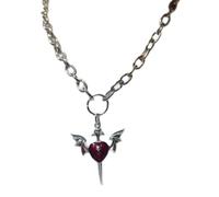 SUMMITDRAGON Collier unique en forme de tête de mort avec pendentif en forme de cœur - Esthétique - Tendance - Pour un usage quotidien, un rendez-vous galant, une fête, une déclaration - Collier avec