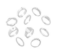 SUMMITDRAGON Lot de 10 bagues de manchette géométriques pour femme tendance en métal zircon réglable, bijoux élégants, cadeaux d'anniversaire, fête, taille unique, Comme décrit, Comme décrit.