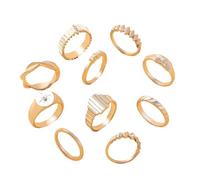 SUMMITDRAGON Lot de 10 bagues de manchette géométriques pour femme tendance en métal zircon réglable, bijoux élégants, cadeaux d'anniversaire, fête, taille unique, Comme décrit, Comme décrit.