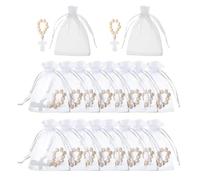 SUMMITDRAGON Lot de 18 bracelets chapelet en bois avec pendentif en forme de croix avec sac en maille Cadeau pour les rituels religieux