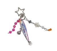 SUMMITDRAGON Pendentif en forme de poisson artificiel articulé - Queue naturelle - Effet de mouvement - Porte-clés créatif pour activités de plein air, rose rouge, taille unique