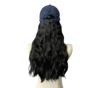 SUMMITDRAGON Perruque bouclée - Bonnet de baseball tendance avec nœud - Avec perruques naturelles - Accessoires de déguisement - Pour fête, festival