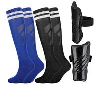 SummitEdge Lot de 2 paires de chaussettes de football pour enfants avec protège-tibias - 5 à 10 ans - Chaussettes de football - Chaussettes de sport pour garçons et filles - Entraînement de football