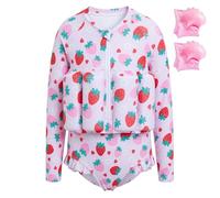Summshall Maillot de bain pour bébé fille avec flottaison pour enfant - Aide à la natation - Maillot de bain à manches longues - Maillot de bain une pièce, Blanc., 4-5 ans