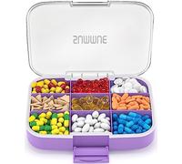 SUMMUE Grand pilulier de voyage portable à 9 compartiments résistant à l'humidité pour vitamines, huile de foie de morue, compléments, médicaments (violet)