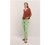 Summum Woman Cropped Flared Pants Swirl Print Stretch Twill Island Green Taille: 36 | Évasés pantalons Outlet | Femme | Vert