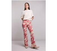 Summum Woman Flared Pants Fancy Printed Twill Bright Coral Taille: 34 | Évasés pantalons Outlet | Femme | Orange