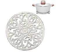 Sumnacon 1 Lot de Dessous de Plat en Fonte - Dessous de Plat rectangulaire en Fer pour Plat Chaud (Blanc, 17 cm)