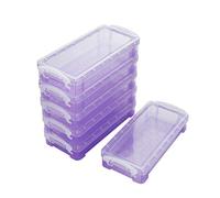 Sumnacon 6pcs superposable boîte à crayons boîte de rangement en plastique avec blanc bouton pour crayon de couleur （violet transparent）