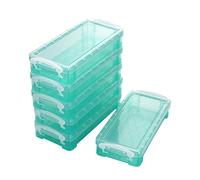 Sumnacon 6pcs superposable boîte à crayons boîte de rangement en plastique avec blanc bouton pour crayon de couleur （vert transparent)）