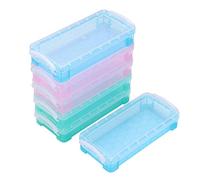 Sumnacon 6pcs superposable boîte à crayons boîte de rangement pour crayon de couleur(rose+vert+bleu)