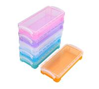 Sumnacon 6pcs superposable boîte à crayons Translucide boîte de rangement en plastique avec blanc bouton pour crayon de couleur