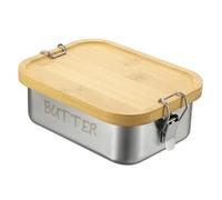 SUMNACON Beurrier avec couvercle en bambou, beurrier en acier inoxydable, passe au micro-ondes/lave-vaisselle, beurrier avec boucle, cloche à beurre scellée pour la maison et la cuisine, argenté, 850