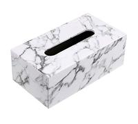Sumnacon Boîte à Mouchoir Rectangulaire Distributeur en PU Cuir,pour la Famille,la Bureau,la Tablette (marbre Blanc)