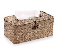 SUMNACON Boîte à mouchoirs rectangulaire en jonc de mer pour la maison Porte-papier tissé décoratif Boîte à mouchoirs en rotin Décoration de maison pour salle de bain, salon, bureau, restaurant,