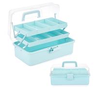 SUMNACON Boîte multi-usages à 3 couches sans BPA - Boîte à crayons - Boîte de rangement réglable - Boîte à cosmétiques - Orgnizer portable avec couvercle - Pour outils de maquillage Bsatel - Bleu