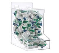 Sumnacon Distributeur de capsules en acrylique transparent avec couvercles pour lave-vaisselle, distributeur mural en acrylique pour dosettes de linge/bonbons/sacs en plastique/bouchons d'oreille,