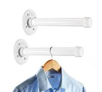 Sumnacon Lot de 2 barres à vêtements industrielles de 20,3 cm - Cintres rustiques en métal robuste avec vis, support mural pour chambre à coucher, salle de bain, armoire, magasin de vêtements, blanc