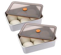SUMNACON Lot de 2 boîtes de rangement en acier inoxydable pour pâte à pizza, récipient de pâte à pizza domestique grande capacité avec couvercle