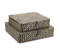SUMNACON Lot de 2 boîtes de rangement plates en osier tressé avec couvercle - Noir - En jonc de mer naturel