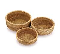 Sumnacon Lot de 3 corbeilles rondes en rotin tissé pour fruits, pain, collations, table de bureau, paniers de rangement décoratifs