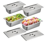 SUMNACON Lot de 4 récipients gastronomiques 1/3 en acier inoxydable de qualité alimentaire, empilables, avec couvercle, de -60 °C à 400 °C, passent au lave-vaisselle, pour escalopes, viande, poisson