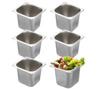 SUMNACON Lot de 6 récipients gastronomiques 1/6 en acier inoxydable de qualité alimentaire, empilables, de -60 °C à 400 °C, passent au lave-vaisselle, pour escalopes, viande, poisson, fruits, glaces