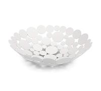 SumnaCon Panier à fruits en métal - Bol de rangement de cuisine et salle à manger - Support de présentation - Bol à pain et légumes - Blanc